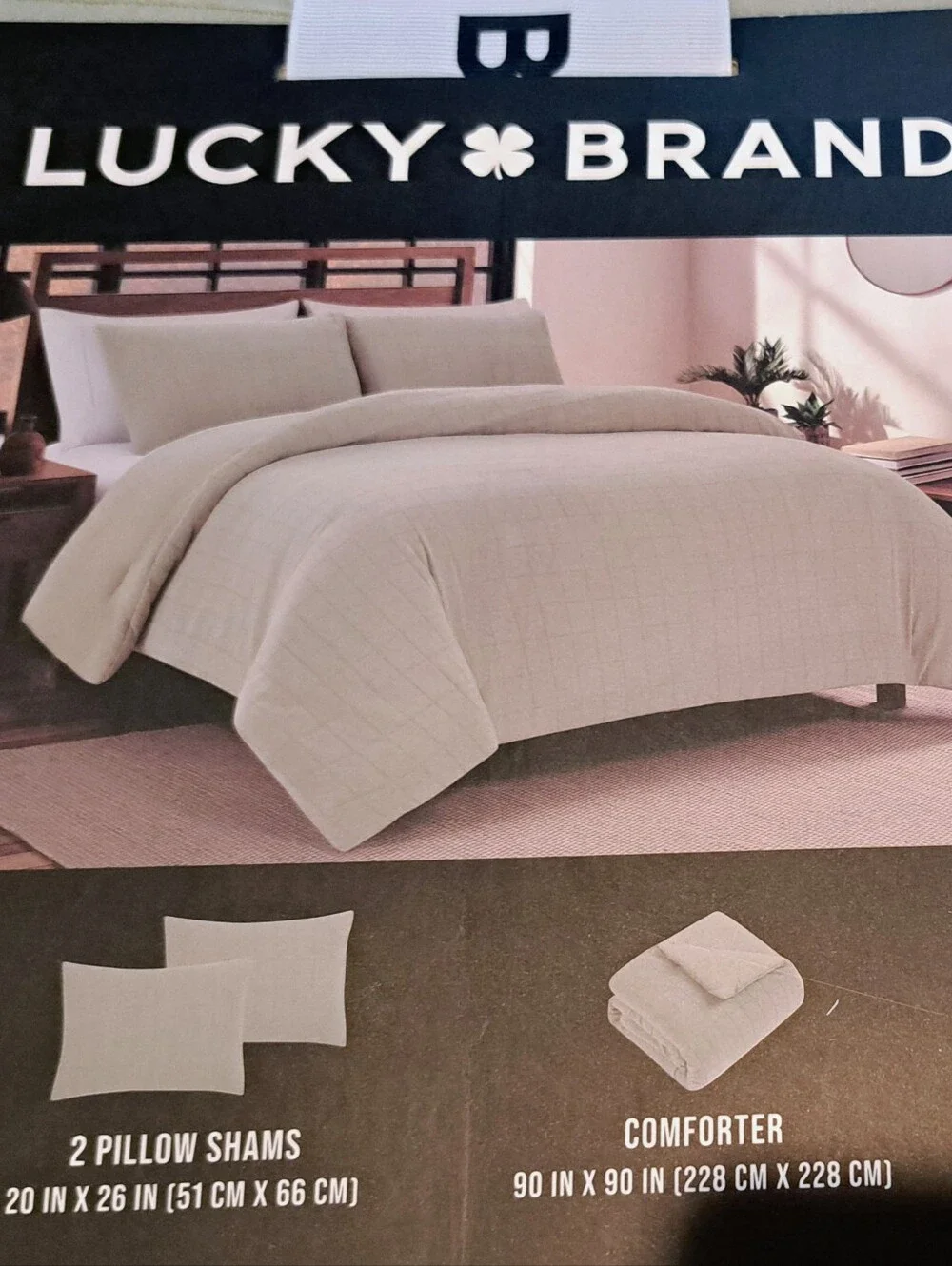 Lucky Brand Olive Green Color Quilted 3 Pcs Comforter Set Sz Queen